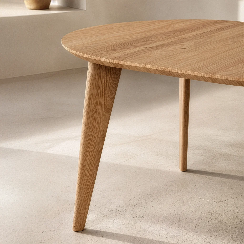 Mesa redonda extensible NORMA en roble macizo — Studio Tablas